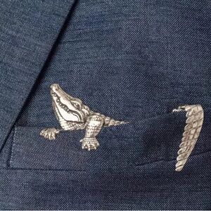 Silver Crocodile Pocket Brooch
